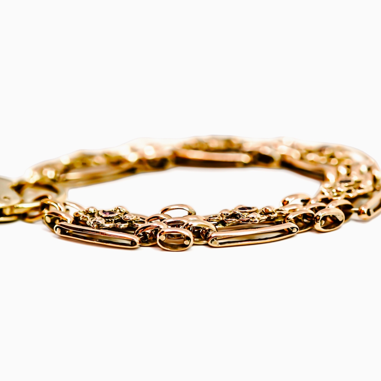 Vintage 9ct Yellow Gold Amethyst-Set Gate Heart Bracelet | 26.4g #71865 Vintage 9ct Yellow Gold Amethyst-Set Gate Heart Bracelet | 26.4g #71865 - Image 8