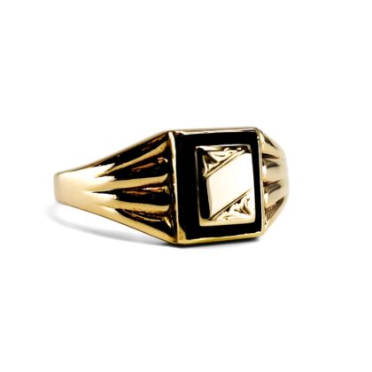 Vintage 9ct Yellow Gold Onyx Signet Ring | 6.2g #71461