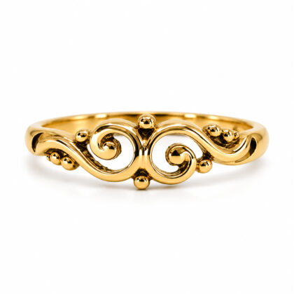Vintage 9ct Yellow Gold Swirl Ring | Size Q 1/2 | 1.7g #71650