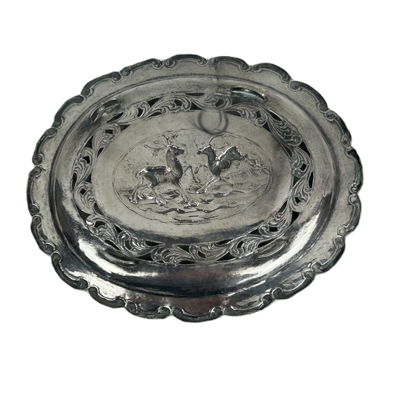 Vintage Deer Silver-Plated Ornate Oval Tray | 20.5 x 17cm #71737 Vintage Deer Silver-Plated Ornate Oval Tray | 20.5 x 17cm #71737 - Image 3