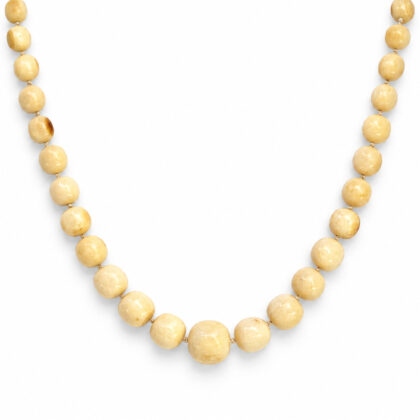 Vintage Mammoth Ivory Bead Necklace + Certificate | 74.2g | 59cm #70480