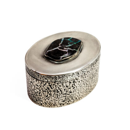 Vintage Sterling Silver Opal Trinket Box | 84.9g | 6.5 x 5cm #69338