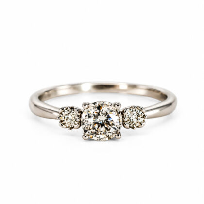 10ct White Gold Diamond Trilogy Ring | 0.33ct TDW | Size O #71549