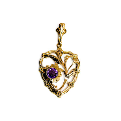 Monty's 10ct Yellow Gold Amethyst Floral Pendant | 1.5g | 37mm #72009