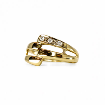 14ct Yellow Gold CZ Crossover Ring | 2.4g | Size L½ #71886