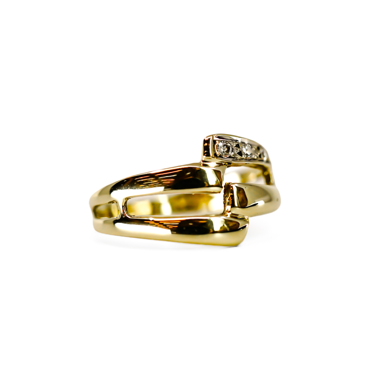 14ct Yellow Gold CZ Crossover Ring | 2.4g | Size L½ #71886 14ct Yellow Gold CZ Crossover Ring | 2.4g | Size L½ #71886 - Image 3