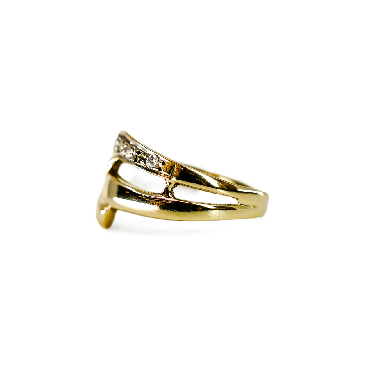 14ct Yellow Gold CZ Crossover Ring | 2.4g | Size L½ #71886 14ct Yellow Gold CZ Crossover Ring | 2.4g | Size L½ #71886 - Image 6
