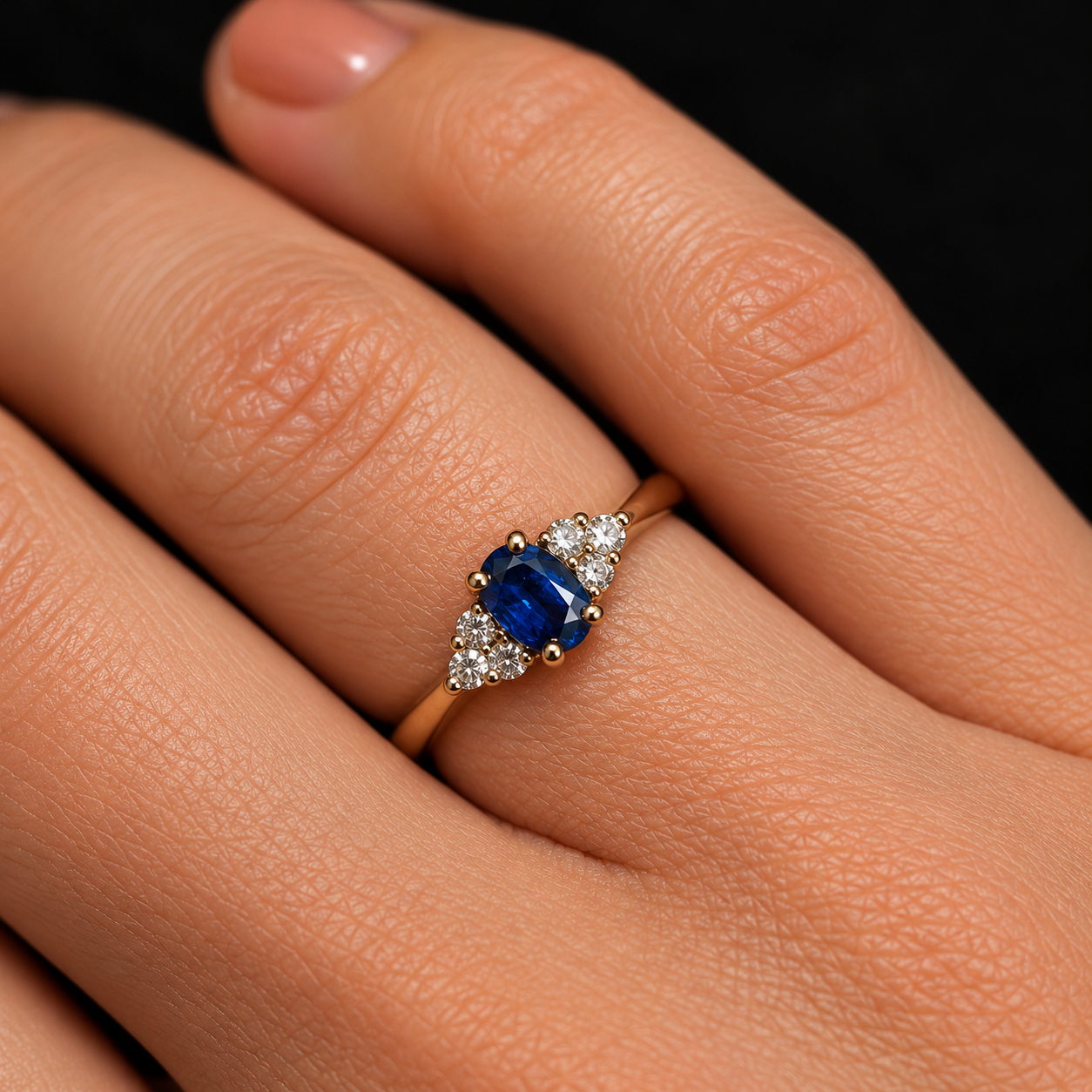 14ct Yellow Gold Sapphire & Diamond Ring | 3.5g | Size M #71885 14ct Yellow Gold Sapphire & Diamond Ring | 3.5g | Size M #71885 - Image 2