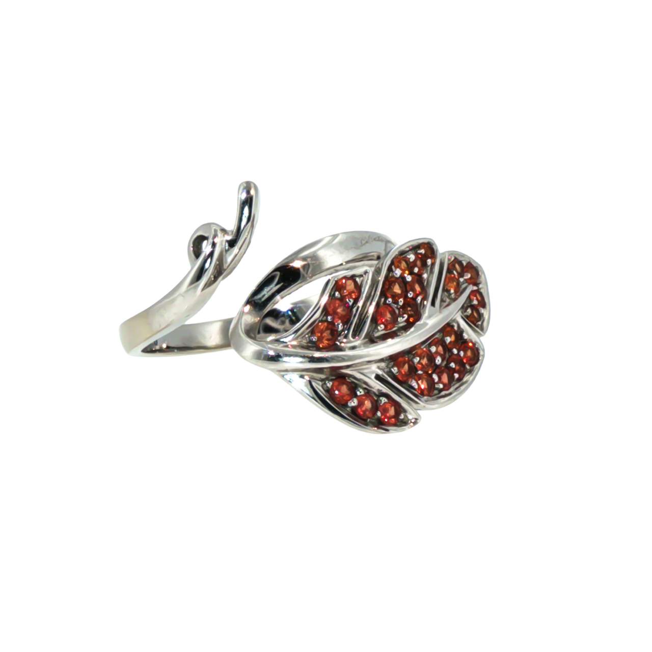 18ct White Gold Orange Sapphire Leaf Ring | 4.8g | Adjustable #72165 18ct White Gold Orange Sapphire Leaf Ring | 4.8g | Adjustable #72165 - Image 3