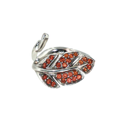 Monty's 18ct White Gold Orange Sapphire Leaf Ring | 4.8g | Adjustable #72165