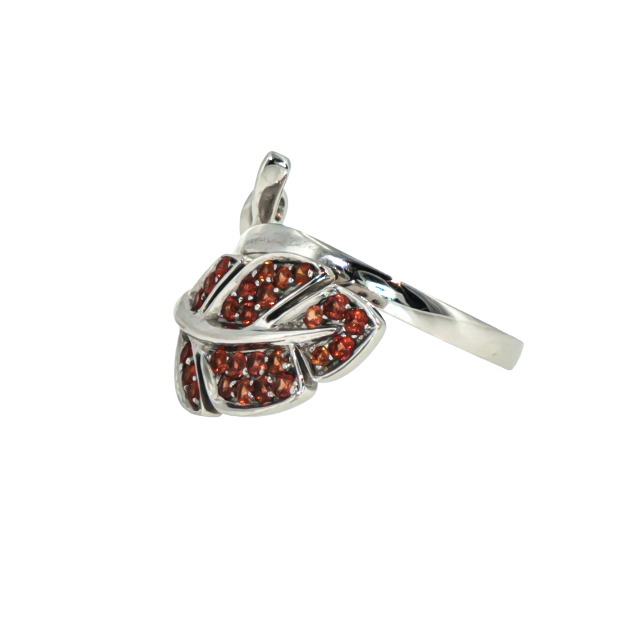 18ct White Gold Orange Sapphire Leaf Ring | 4.8g | Adjustable #72165 18ct White Gold Orange Sapphire Leaf Ring | 4.8g | Adjustable #72165 - Image 4