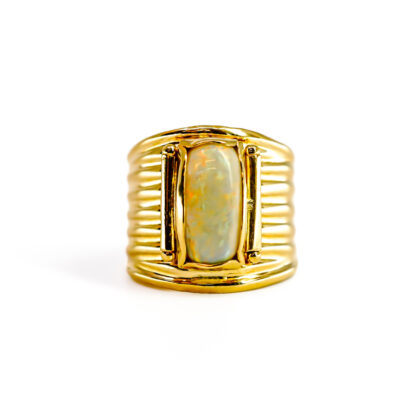 Monty's 18ct Yellow Gold Opal Ring | 5.6g | Adjustable Size | Size P #66500