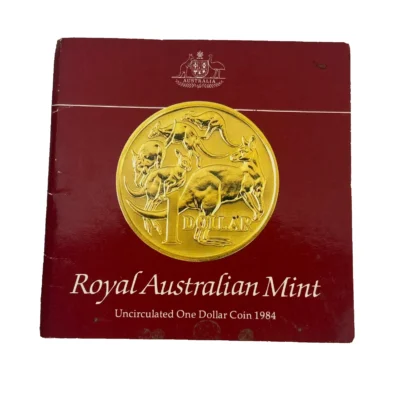 1984 Australian $1 Uncirculated Coin | Royal Australian Mint Card #71636-3