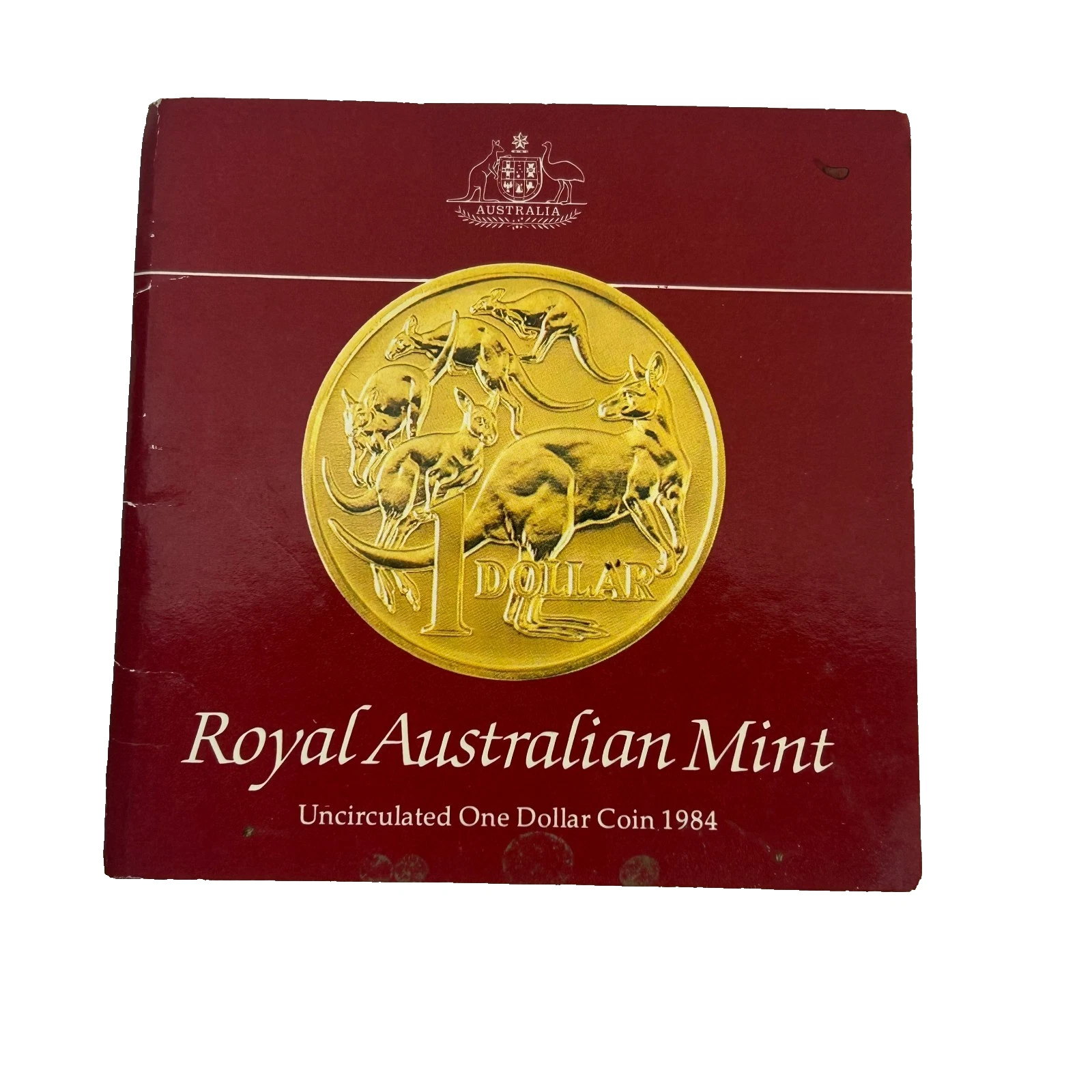 1984 Australian $1 Uncirculated Coin | Royal Australian Mint Card #71636-3 1984 Australian $1 Uncirculated Coin | Royal Australian Mint Card #71636-3