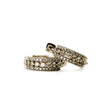 9ct White Gold Diamond Huggie Earrings | 2.1g | 13.5mm #72162