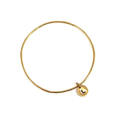 9ct Yellow Gold Bangle with Initial L Charm | 3.8g | 60mm #72090