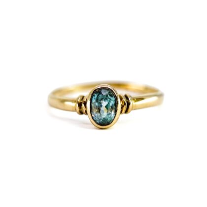9ct Yellow Gold Blue Topaz Ring | 1.7g | Size L #72060