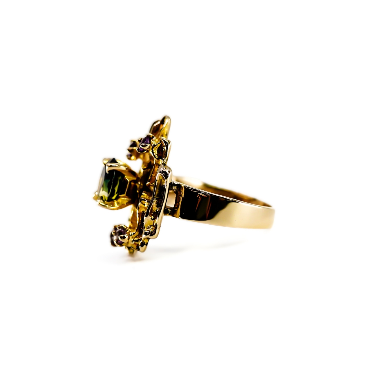9ct Yellow Gold Sapphire & Amethyst Ring | 6.0g Size L 1/2 #70094 9ct Yellow Gold Sapphire & Amethyst Ring | 6.0g Size L 1/2 #70094 - Image 10
