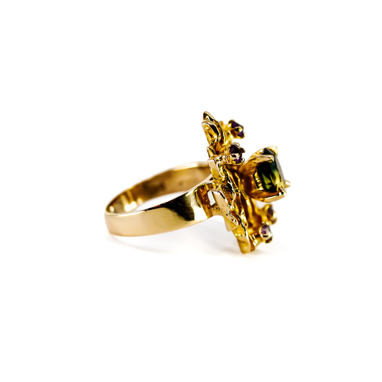 9ct Yellow Gold Sapphire & Amethyst Ring | 6.0g Size L 1/2 #70094 9ct Yellow Gold Sapphire & Amethyst Ring | 6.0g Size L 1/2 #70094 - Image 7