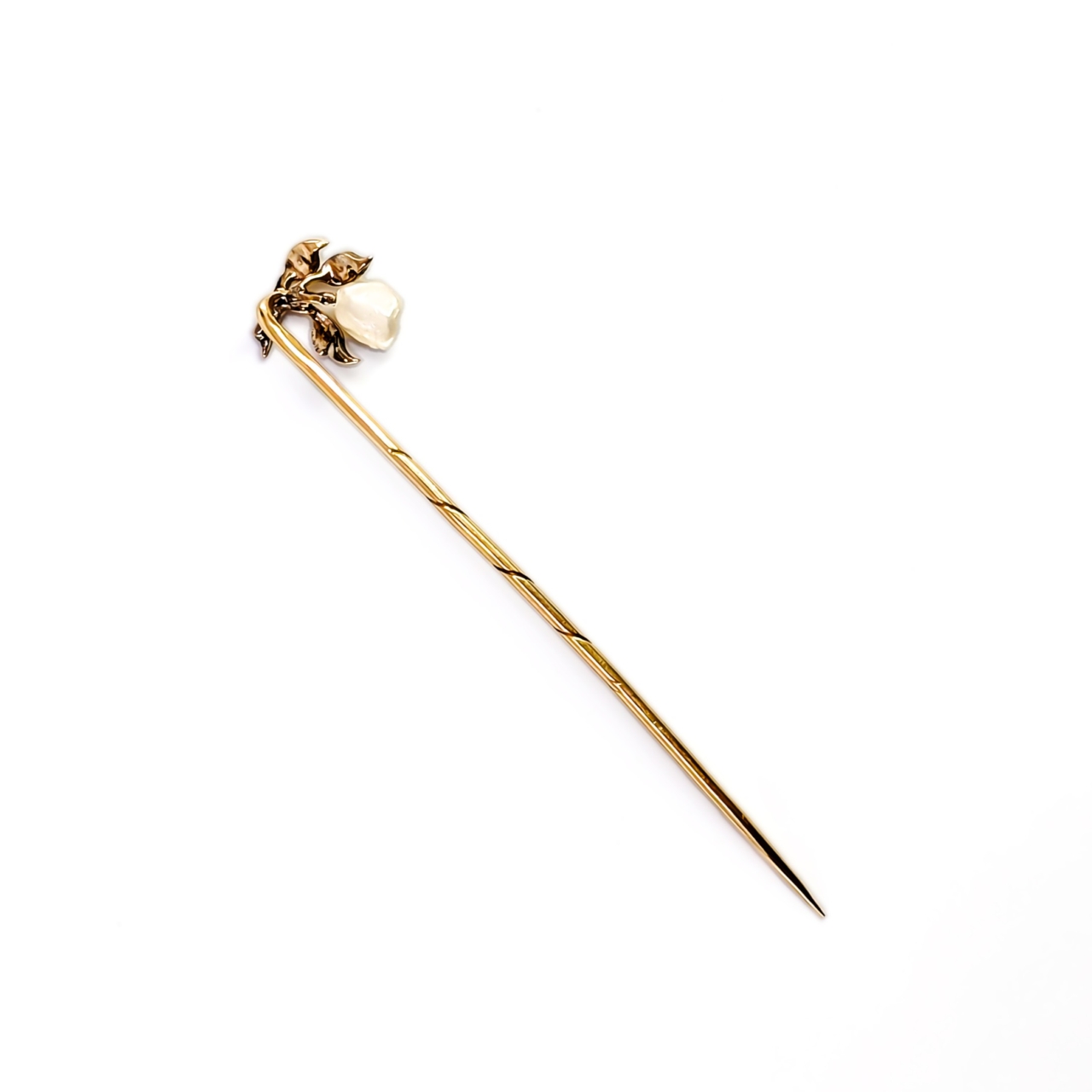 Antique 14ct Yellow Gold Pearl & Diamond Pin Brooch | 1.8g | 65mm #72072 Antique 14ct Yellow Gold Pearl & Diamond Pin Brooch | 1.8g | 65mm #72072 - Image 6