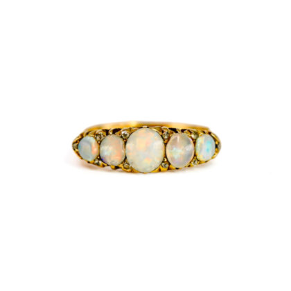 Antique 18ct Yellow Gold Opal & Diamond Ring | 4.3g | Size P #68334