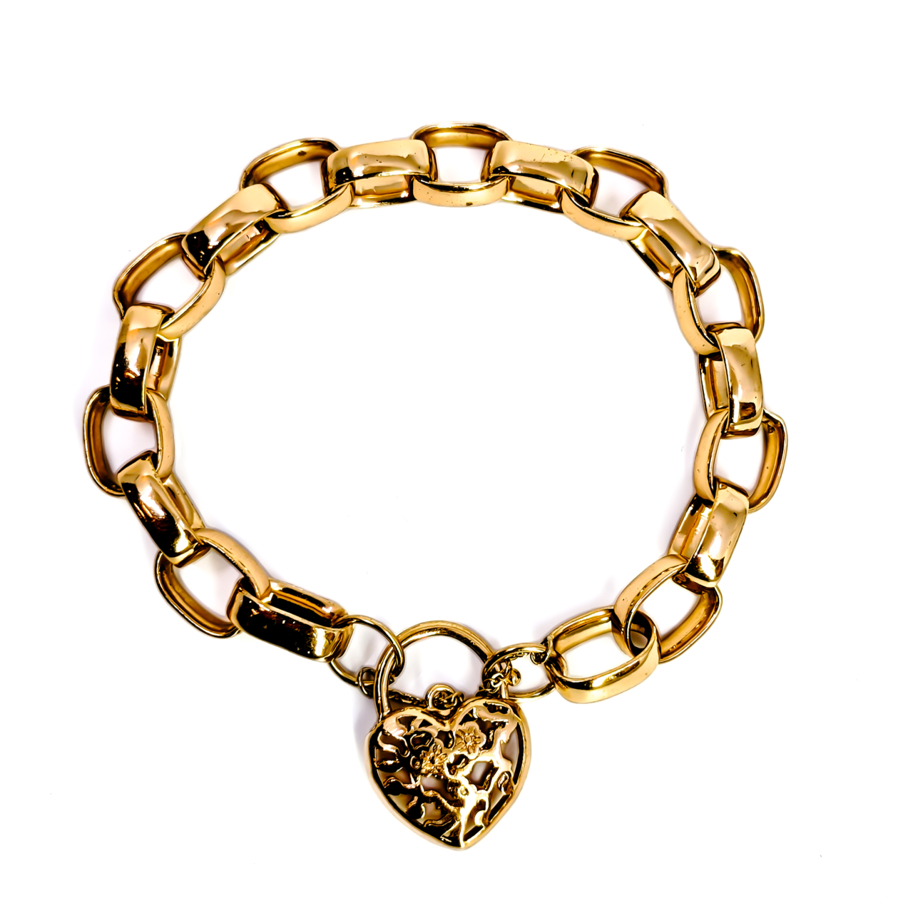 Gold-Plated Heart Charm Bracelet | 33.3g | 18cm | 10.5mm #72048 Gold-Plated Heart Charm Bracelet | 33.3g | 18cm | 10.5mm #72048