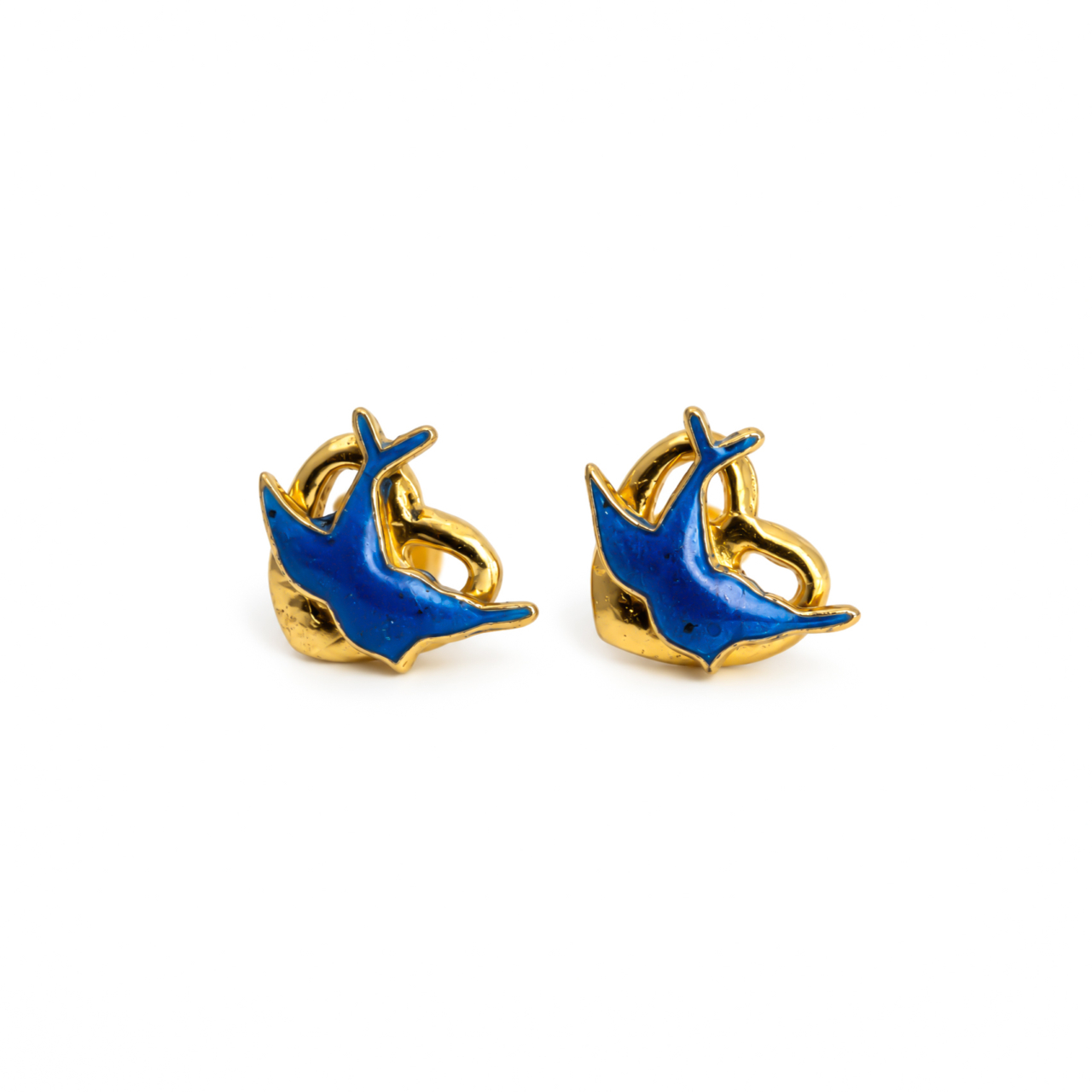 Gold-Plated Sterling Silver Blue Enamel Bird Earrings | 1.9g #70482 Gold-Plated Sterling Silver Blue Enamel Bird Earrings | 1.9g #70482