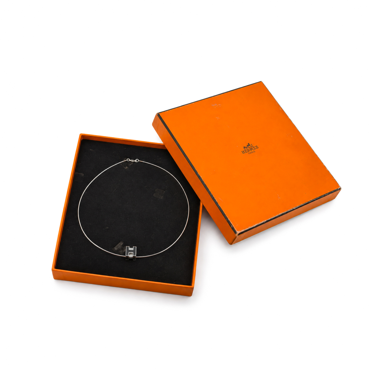 Hermès Cage d'H Black & Silver Pendant Necklace | 42cm | Box #71998 Hermès Cage d'H Black & Silver Pendant Necklace | 42cm | Box #71998 - Image 3