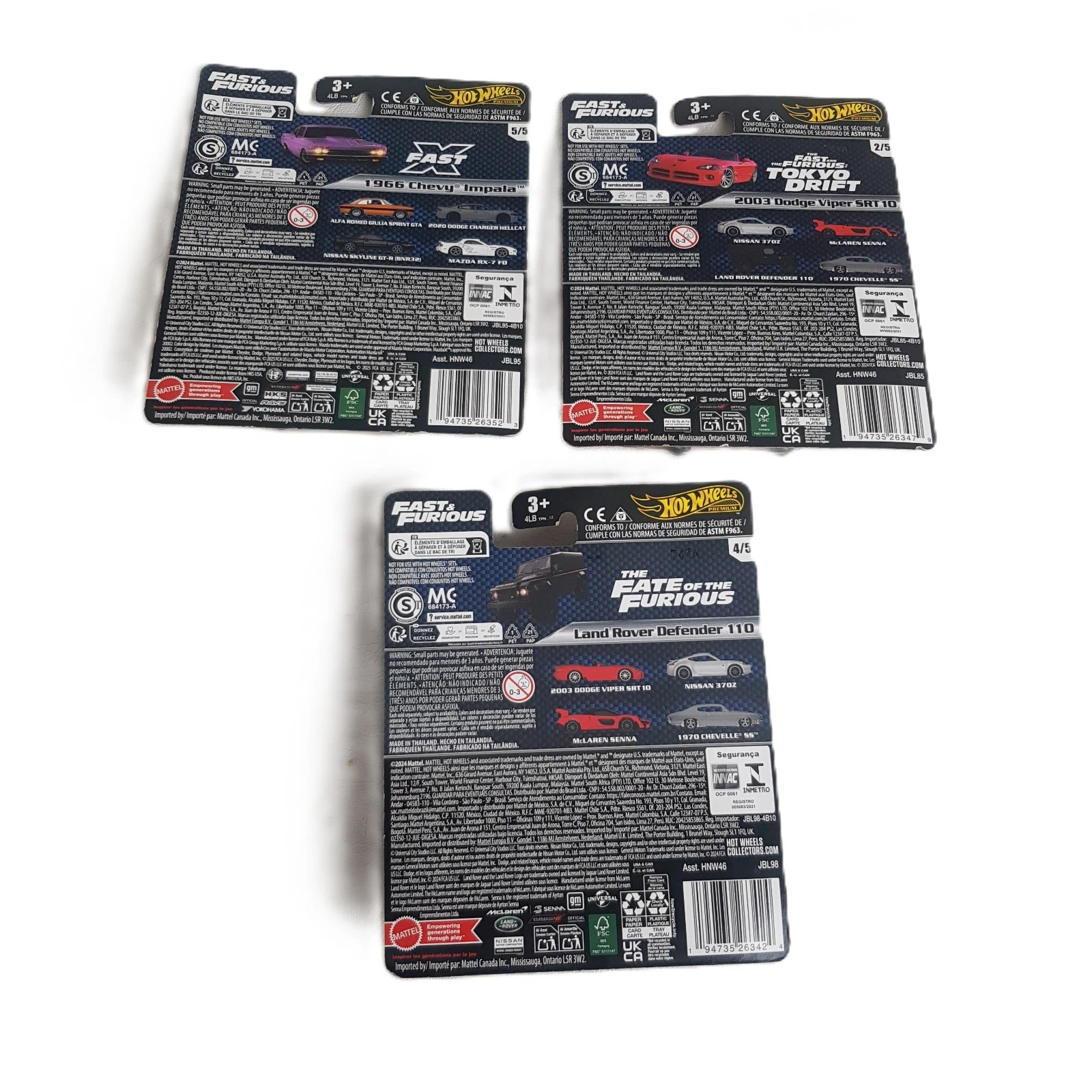 Hot Wheels Premium Fast & Furious Die-Cast Cars | Set of 3 #67664 Hot Wheels Premium Fast & Furious Die-Cast Cars | Set of 3 #67664 - Image 2