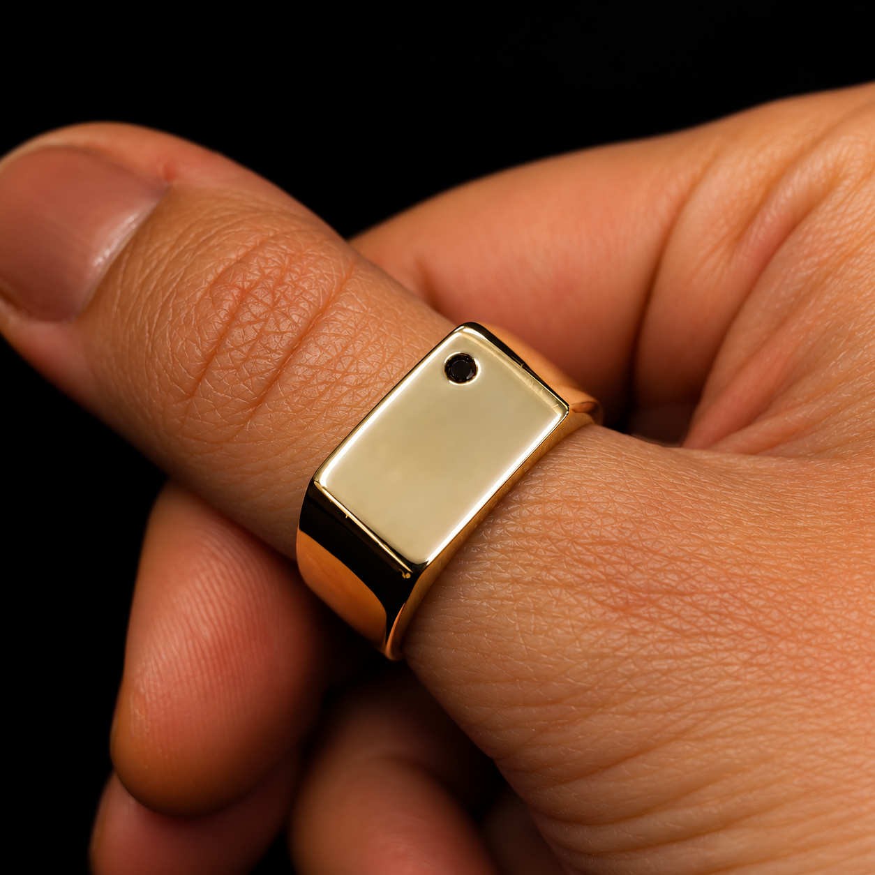 Howlett Jewellery 9ct Yellow Gold Black Diamond Signet Ring | 12.1g | RRP $3,250 #71973 Howlett Jewellery 9ct Yellow Gold Black Diamond Signet Ring | 12.1g | RRP $3,250 #71973 - Image 2