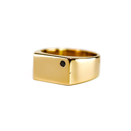 Howlett Jewellery 9ct Yellow Gold Black Diamond Signet Ring | 12.1g | RRP $3,250 #71973
