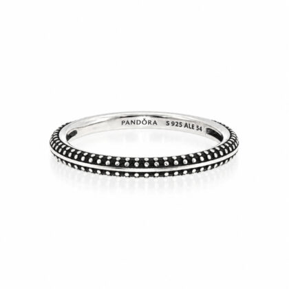Monty's Pandora ME Black Pavé Ring | Sterling Silver | Size 54 / N #71923