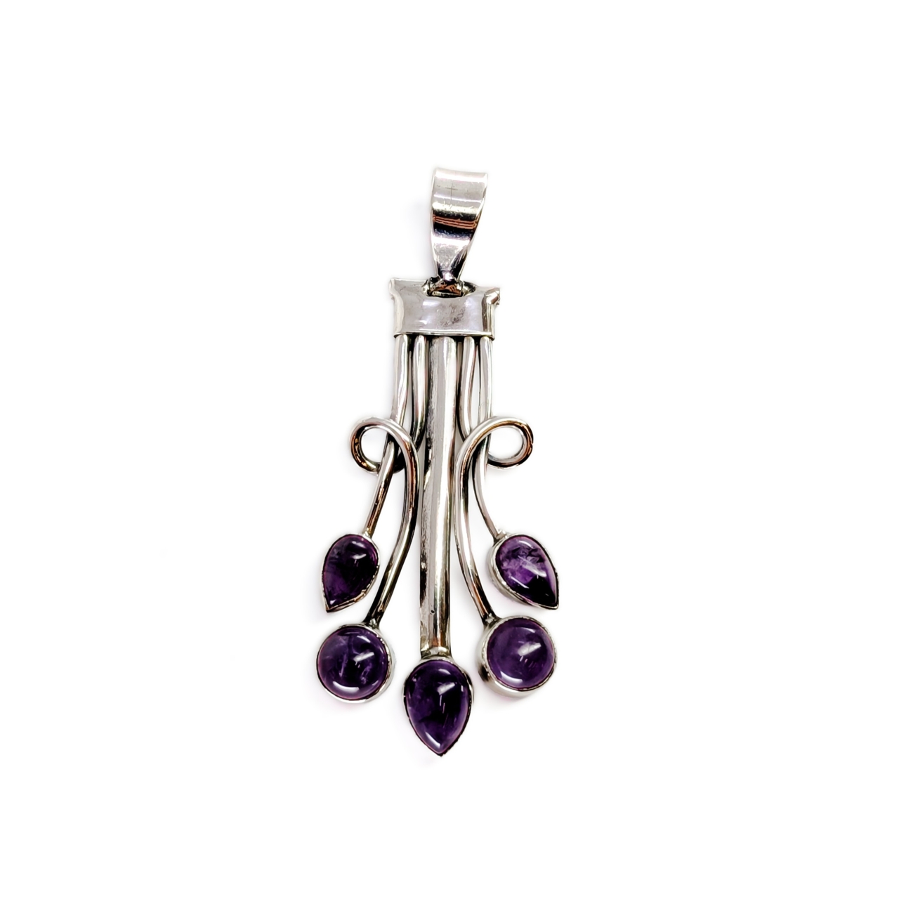Sterling Silver Amethyst Handmade Pendant | 10.3g | 60mm #71939 Sterling Silver Amethyst Handmade Pendant | 10.3g | 60mm #71939
