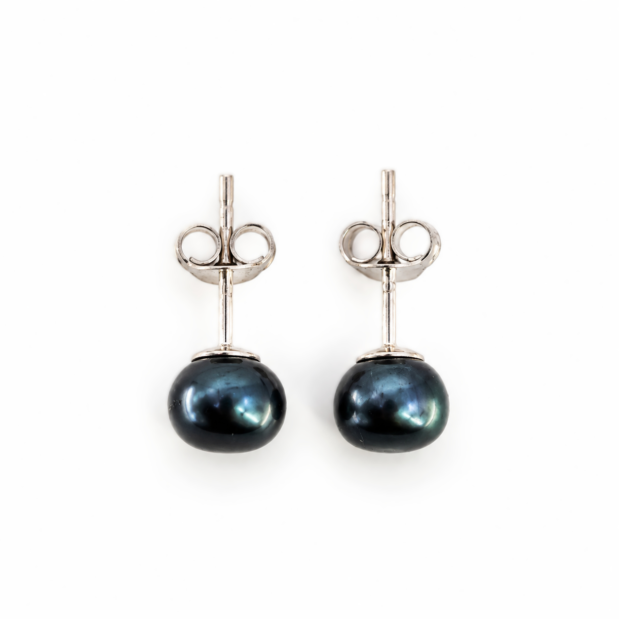 Sterling Silver Black Pearl Stud Earrings | 1.2g | 7mm #72326-33 Sterling Silver Black Pearl Stud Earrings | 1.2g | 7mm #72326-33 - Image 2