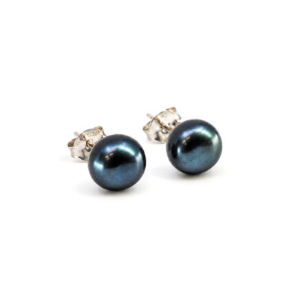 Sterling Silver Black Pearl Stud Earrings | 1.2g | 7mm #72326-33