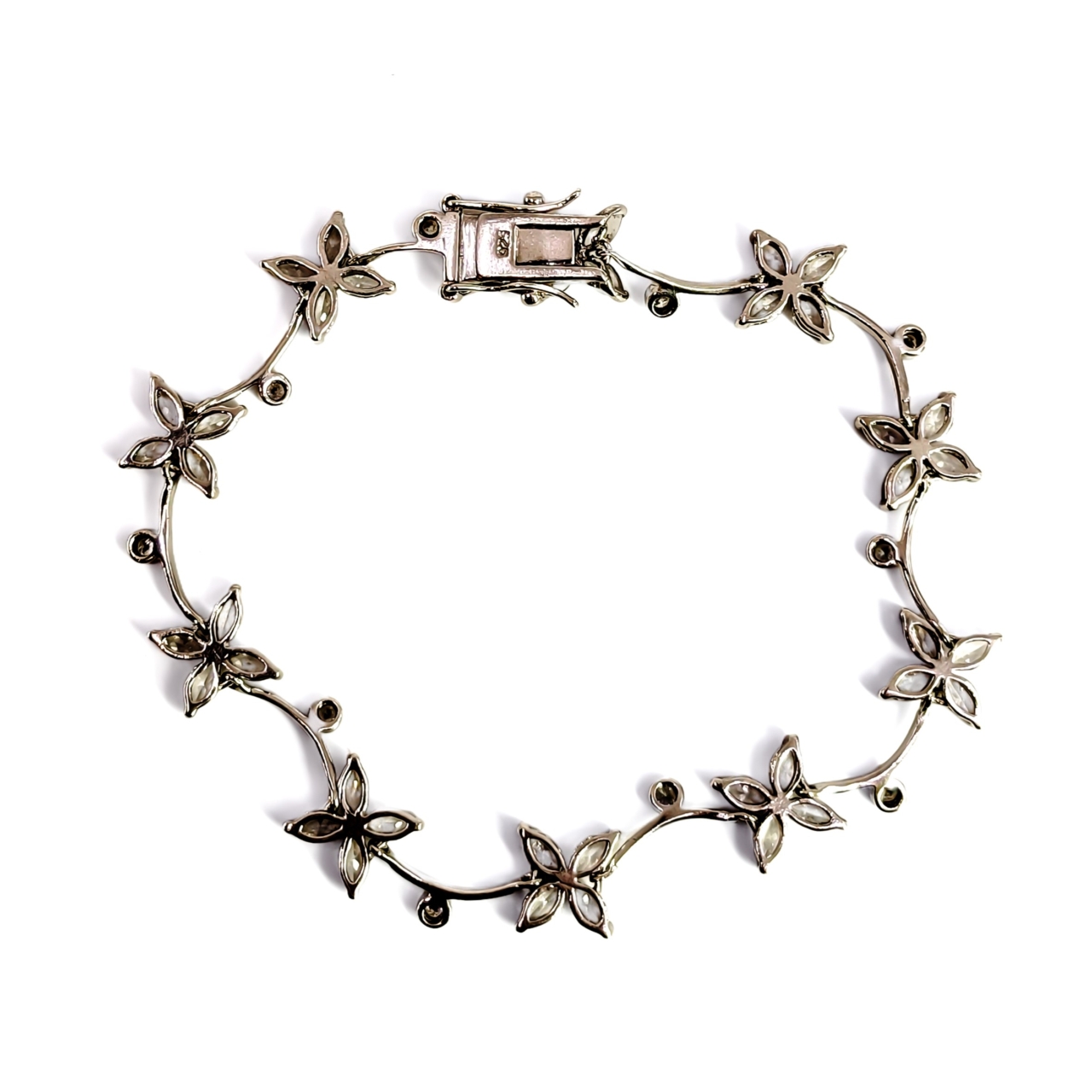 Sterling Silver CZ Flower Bracelet | 11.0g | 18cm | 9mm #71936 Sterling Silver CZ Flower Bracelet | 11.0g | 18cm | 9mm #71936 - Image 4