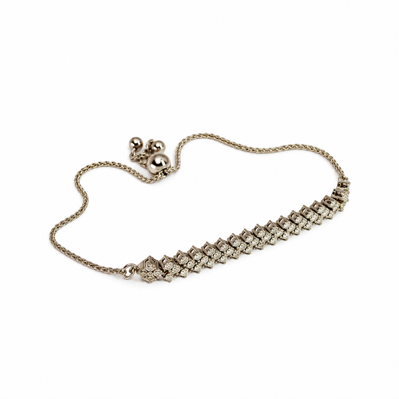 Sterling Silver Diamond Adjustable Bracelet | 5.5g | 5.6mm #72169 Sterling Silver Diamond Adjustable Bracelet | 5.5g | 5.6mm #72169