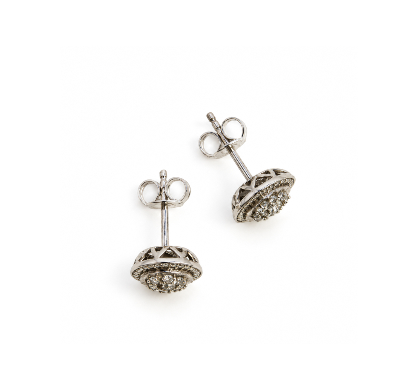 Sterling Silver Diamond Stud Earrings | 1.5g | 8.6mm #72326-29 Sterling Silver Diamond Stud Earrings | 1.5g | 8.6mm #72326-29 - Image 2