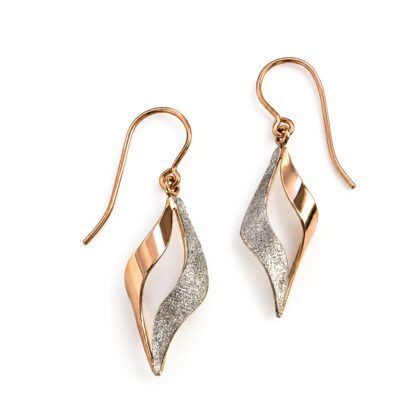 Sterling Silver Gold-Plated Two-Tone Twist Dangle Earrings | 1.1g | 25mm #71932