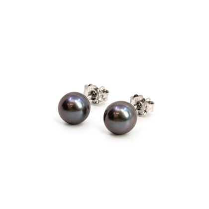Sterling Silver Grey Pearl Stud Earrings | 0.8g | 6mm #72326-31