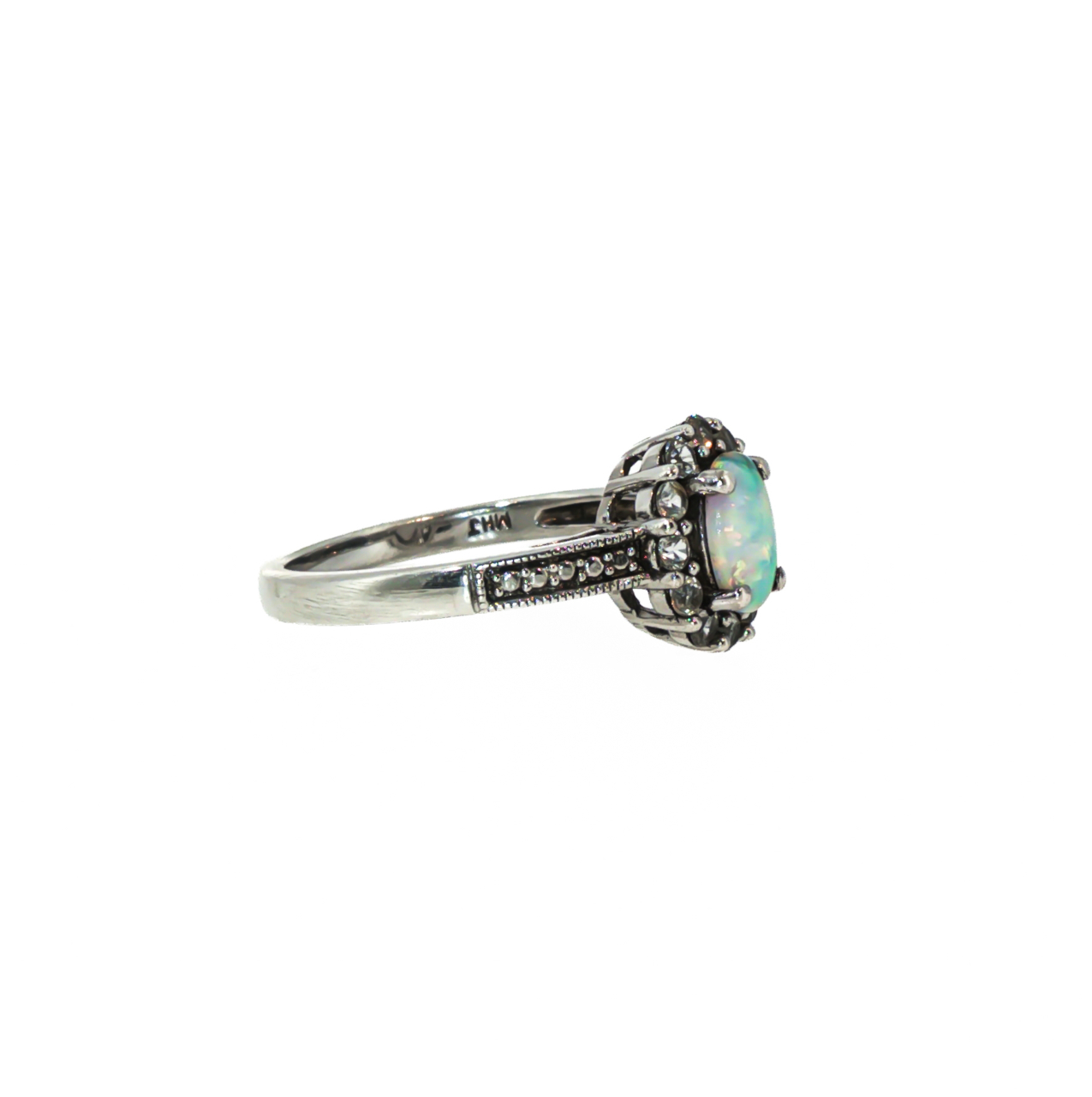 Sterling Silver Lab-Grown Opal & Diamond Ring | 2.6g | Size N1/2 #72167 Sterling Silver Lab-Grown Opal & Diamond Ring | 2.6g | Size N1/2 #72167 - Image 3