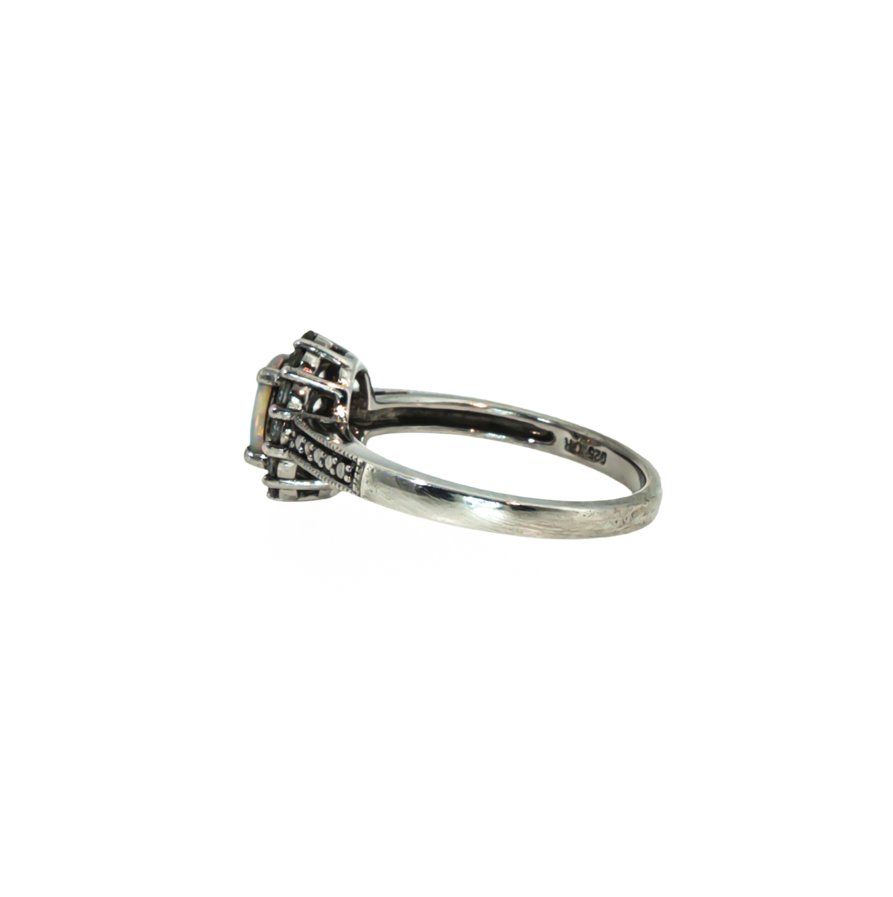 Sterling Silver Lab-Grown Opal & Diamond Ring | 2.6g | Size N1/2 #72167 Sterling Silver Lab-Grown Opal & Diamond Ring | 2.6g | Size N1/2 #72167 - Image 4