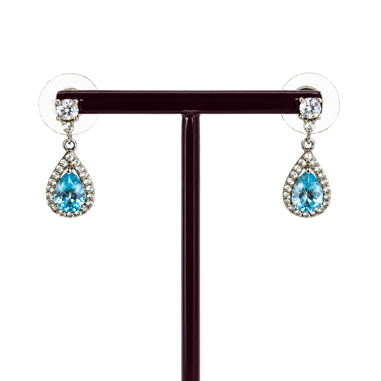Sterling Silver Pear-Shaped Blue Topaz & CZ Drop Earrings | 2.7g #71757 Sterling Silver Pear-Shaped Blue Topaz & CZ Drop Earrings | 2.7g #71757 - Image 2