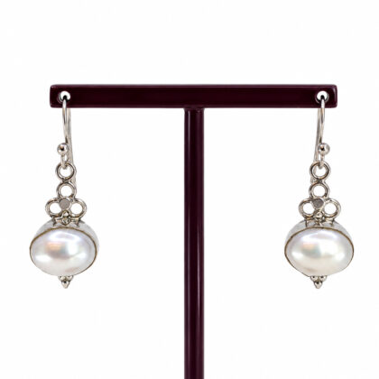 Sterling Silver Pearl Dangle Earrings | 5.3g | 12 x 9.5mm Pearls #71954