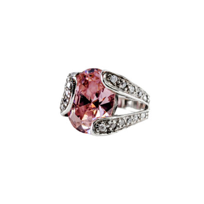 Monty's Sterling Silver Pink & White CZ Statement Ring | 11.9g | Size P #72002