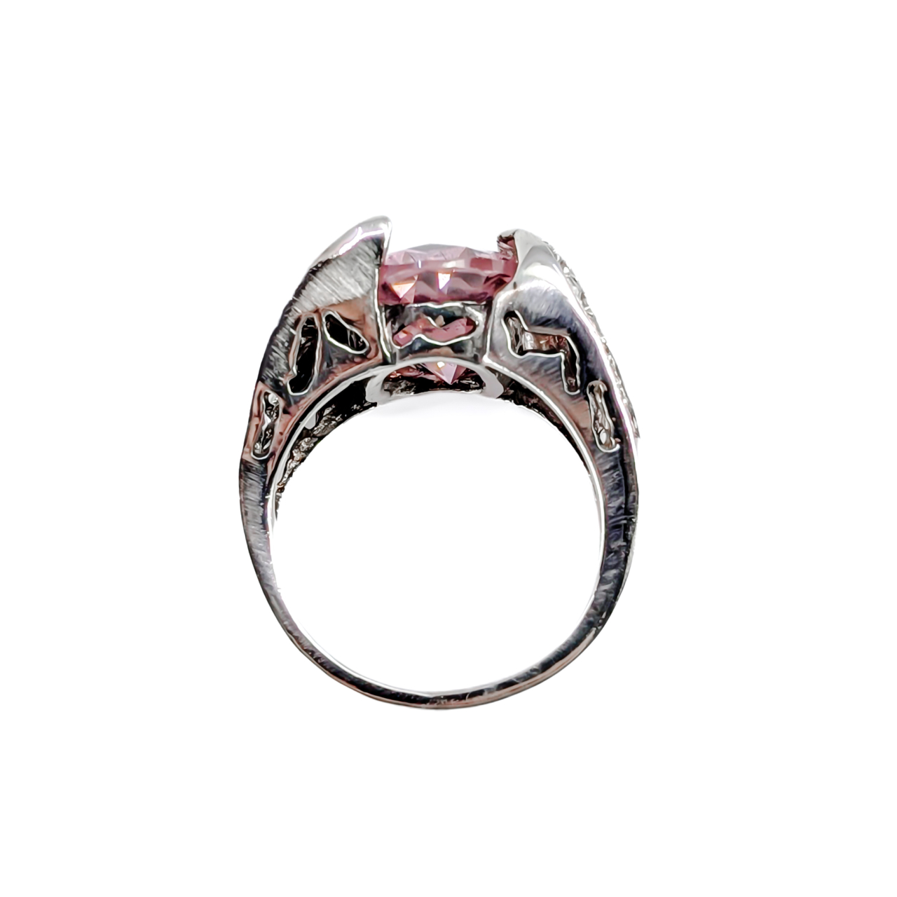 Sterling Silver Pink & White CZ Statement Ring | 11.9g | Size P #72002 Sterling Silver Pink & White CZ Statement Ring | 11.9g | Size P #72002 - Image 3