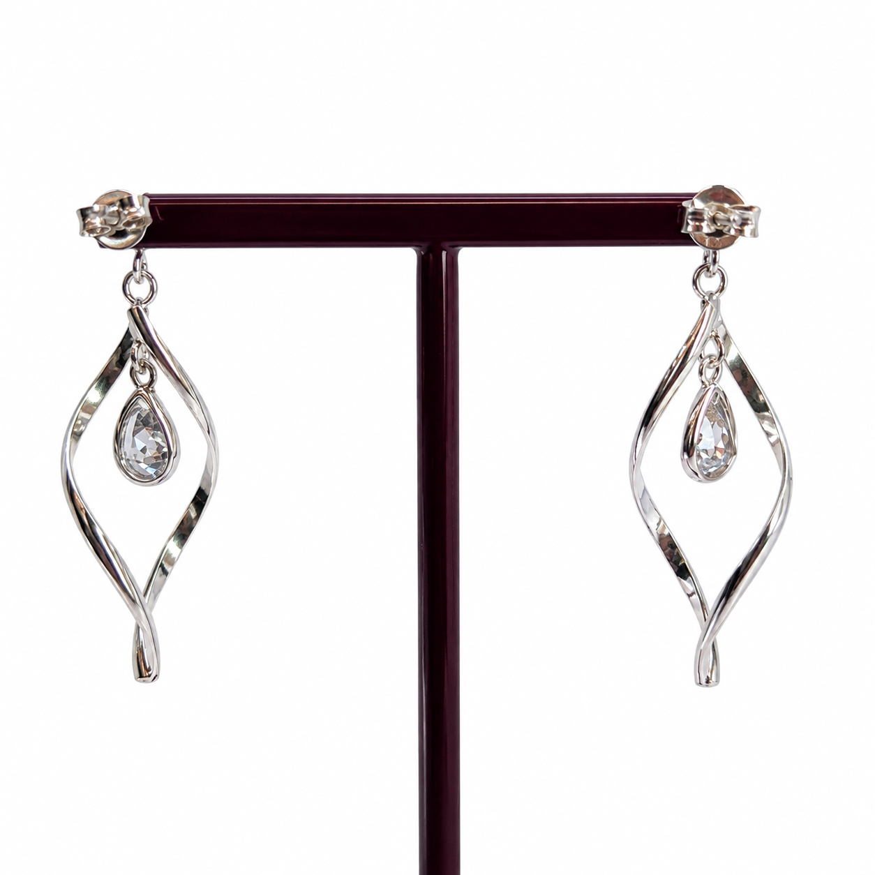 Sterling Silver Twist CZ Dangle Earrings | 2.9g | 38mm #71928 Sterling Silver Twist CZ Dangle Earrings | 2.9g | 38mm #71928 - Image 2