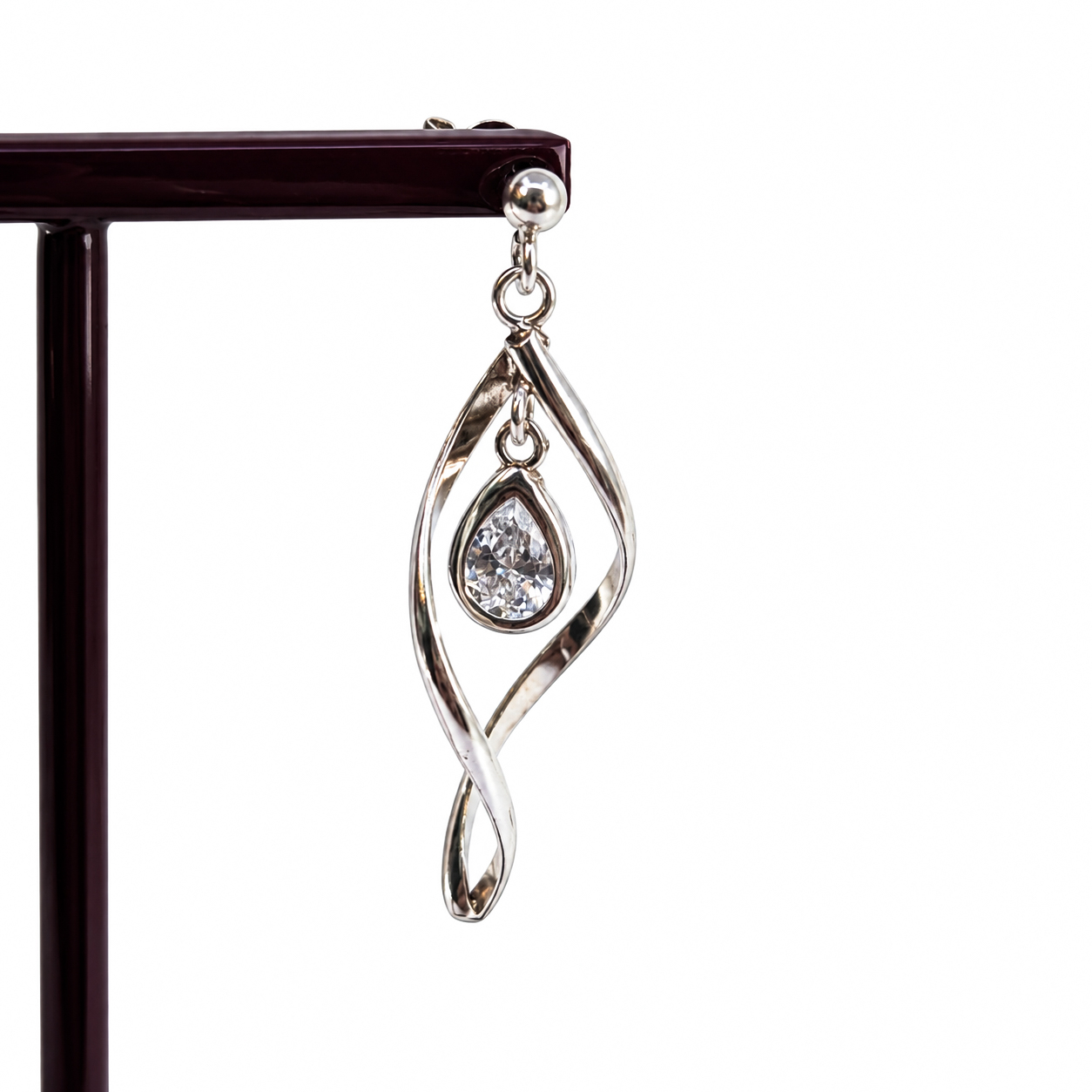 Sterling Silver Twist CZ Dangle Earrings | 2.9g | 38mm #71928 Sterling Silver Twist CZ Dangle Earrings | 2.9g | 38mm #71928 - Image 3
