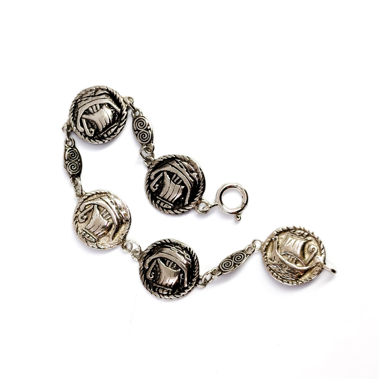Vintage Scottish Sterling Silver Viking Ship Bracelet | Edinburgh c.1937 #4255-97 Vintage Scottish Sterling Silver Viking Ship Bracelet | Edinburgh c.1937 #4255-97