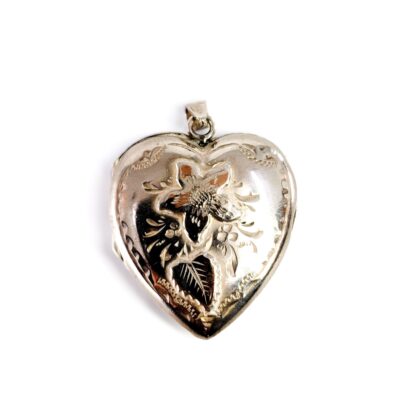 Vintage Sterling Silver Heart Locket Pendant | 4.6g #67901